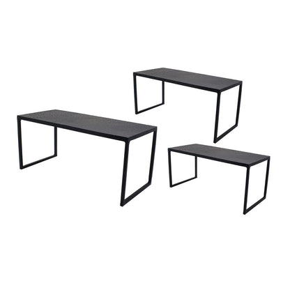 Black metal buffet stand set of 3 - rectangular