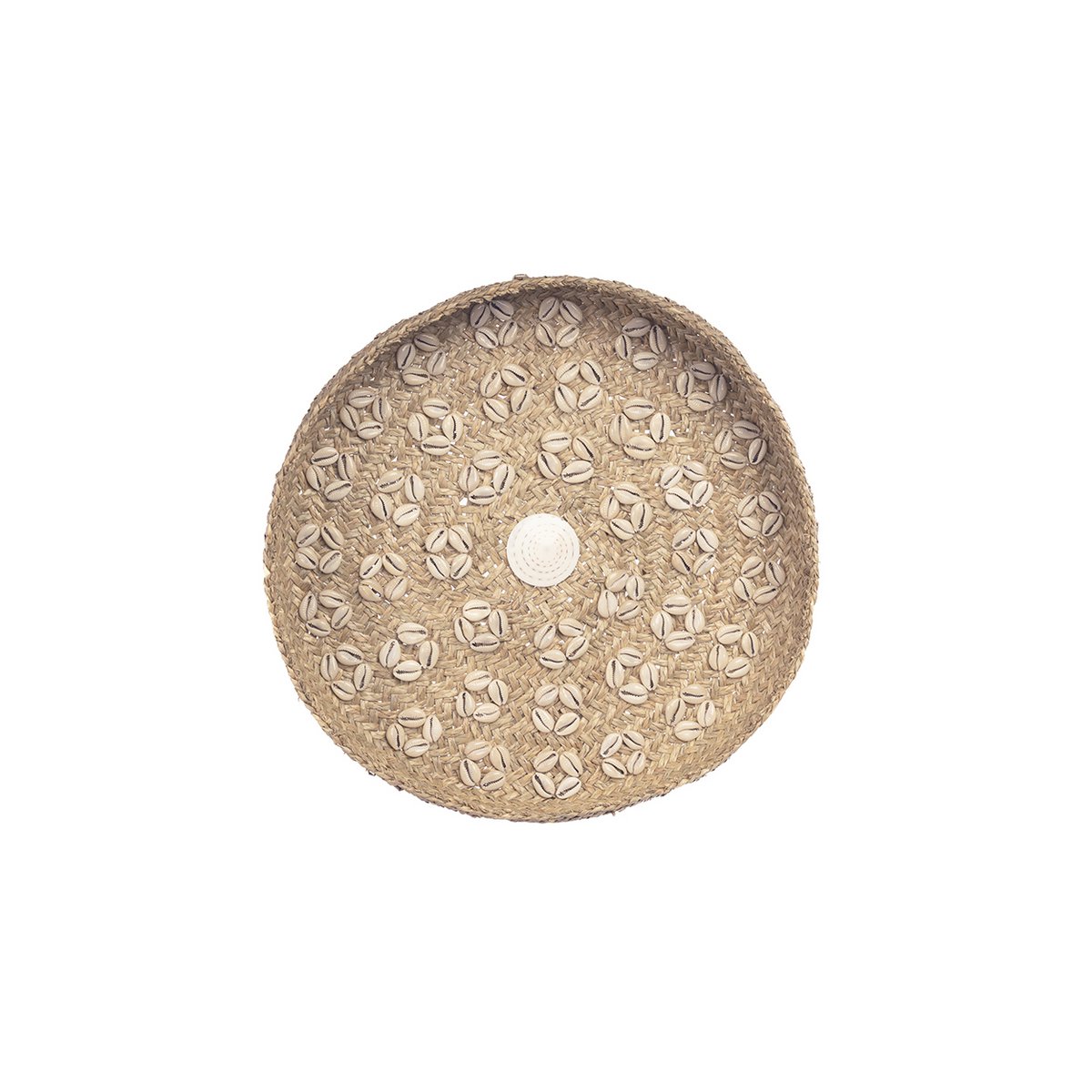 Grass wall circle with cowrie shells, round, 42 cm - Caribe