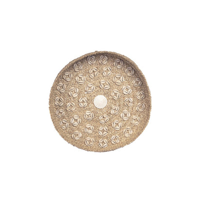Grass wall circle with cowrie shells, round, 42 cm - Caribe