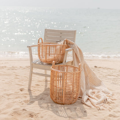 Handwoven rattan basket Jemuh low – ø42 × 27 cm, Indonesia