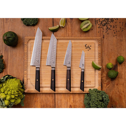 Bunka Damascus knife set, 4 pieces - AUS-10 high-carbon steel