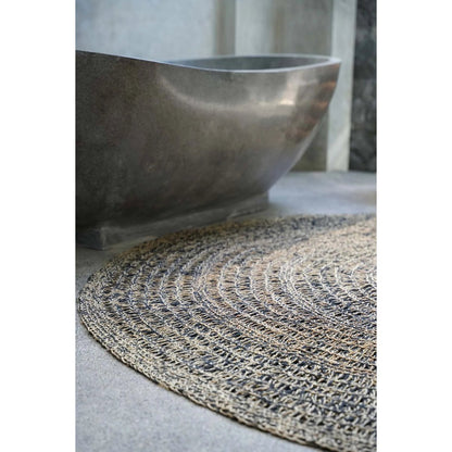 Seagrass carpet, round, natural black, 100 cm