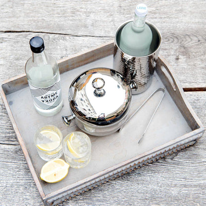 Steel ice bucket Rico, 21 cm – with lid and tongs