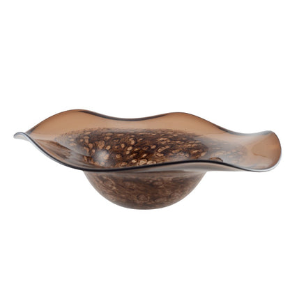 Stor brun glasskål, 40 × 40 cm - Lav