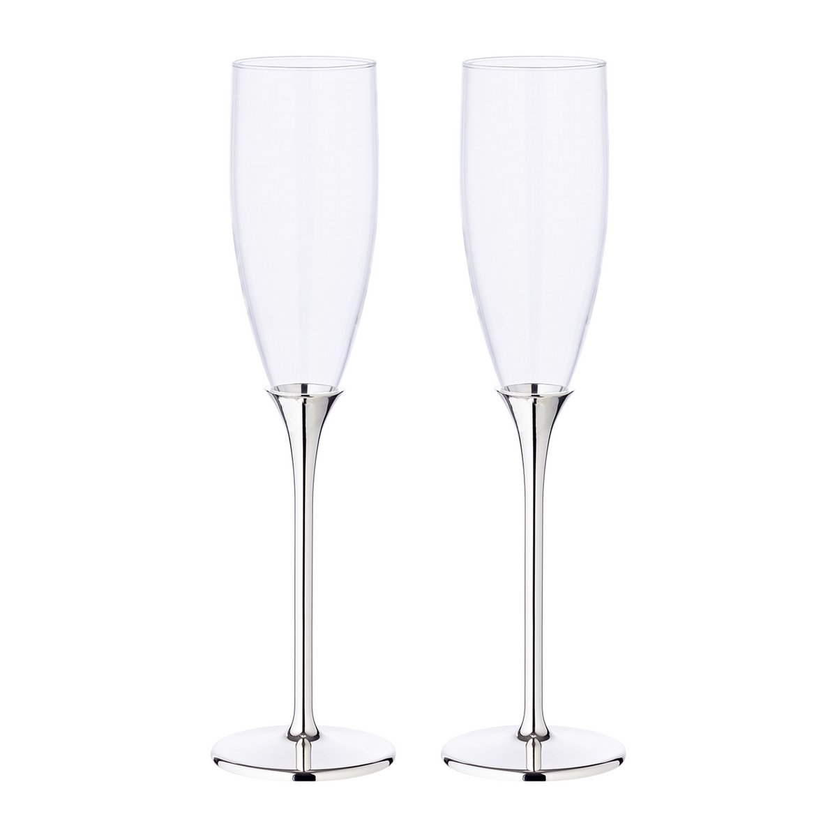 Zink champagneglas sæt med 2, 27 cm - forsølvet