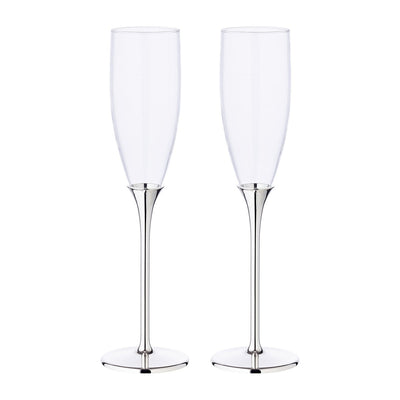 Zinc champagne flutes set of 2, 27 cm - silver-plated