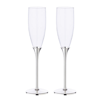 Zink champagneglas sæt med 2, 27 cm - forsølvet