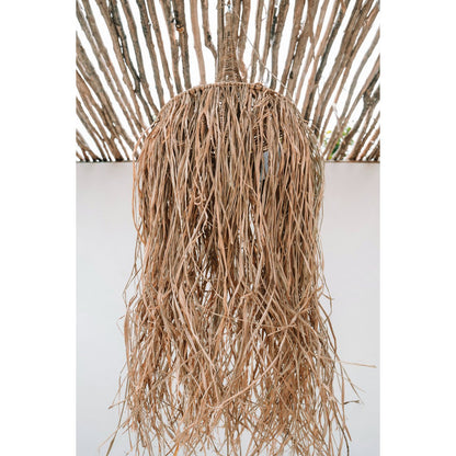 Raffia pendellampe – 40 cm bred, 150 cm fald