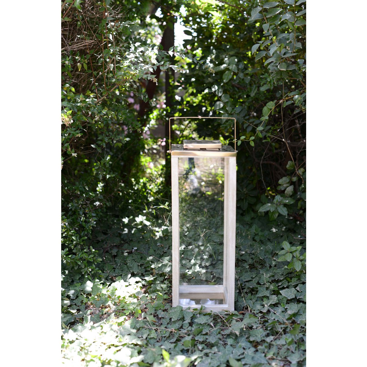 Glass lantern, square 25×25×71 cm