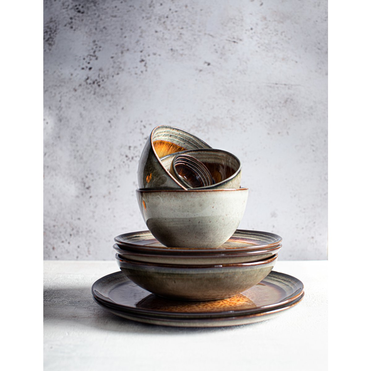 Stoneware dinner plate 27 cm - multi-colour, made in Portugal