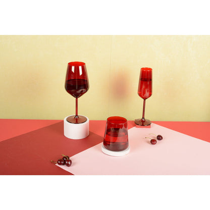 Glass wine glasses, set of 6 - red