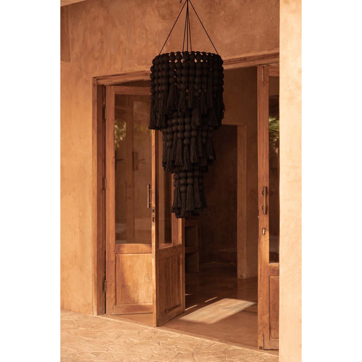 Nomad cotton chandelier, XL – black cascading strands
