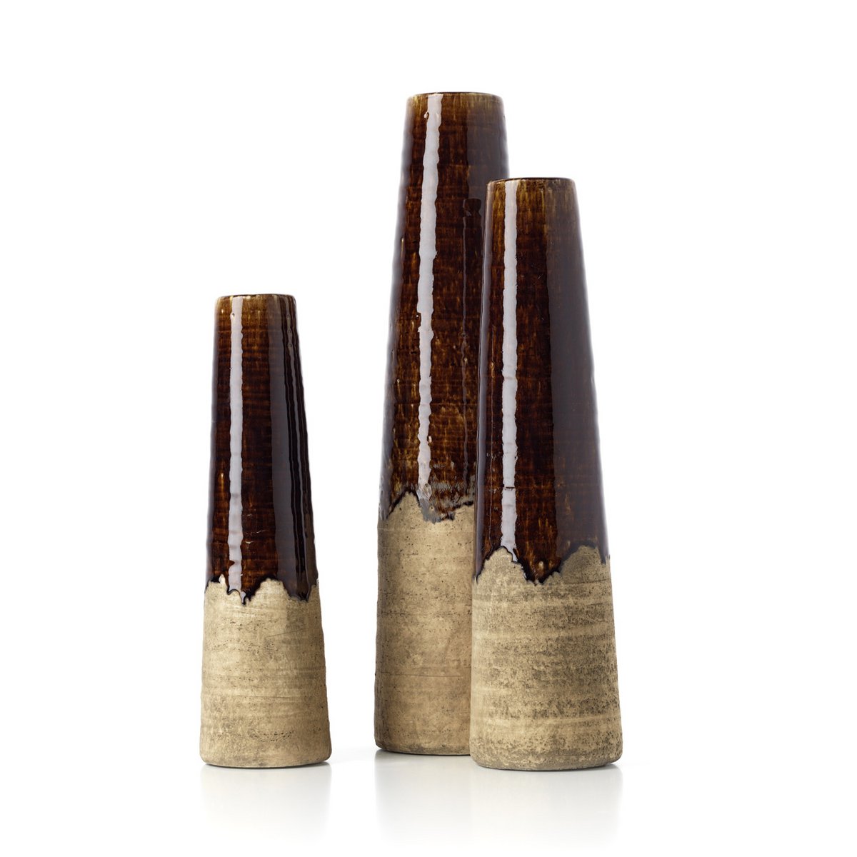 Vase Steingut, kegelförmig – Braun – M