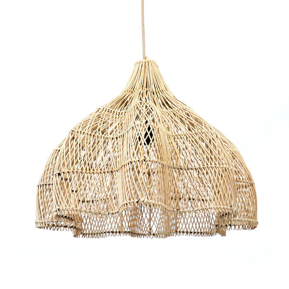 Pendelleuchtenschirm aus Naturrattan 60 cm – handgeflochten Whipped