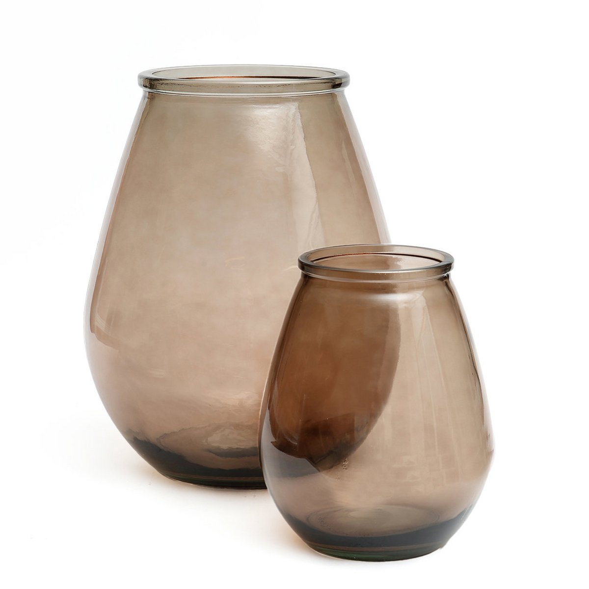Vase af genbrugsglas, lille - beige