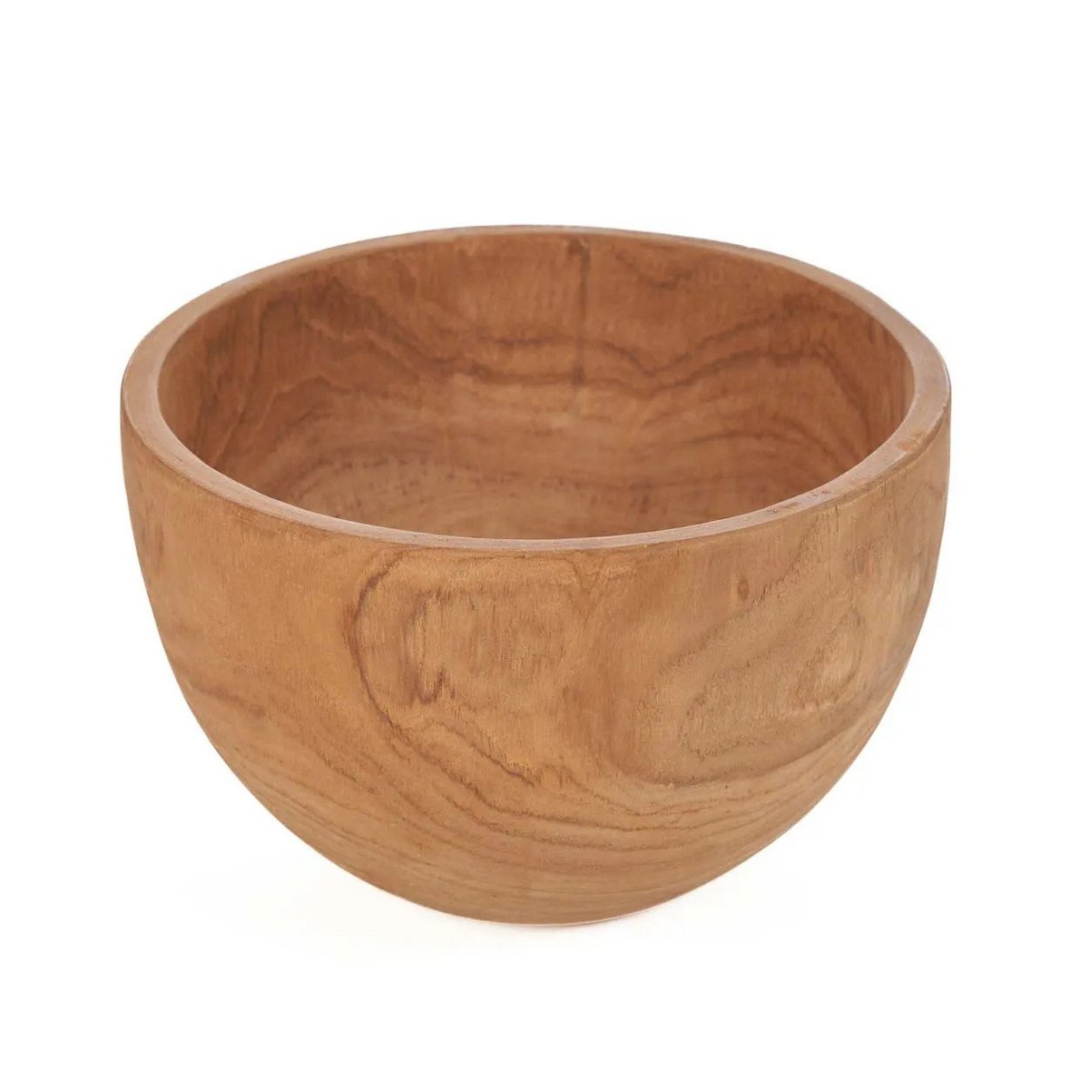 Teakschale, rund, 25 cm – natürliche Rundungen