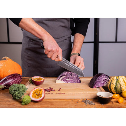 Bunka Santoku knife, 17 cm - ebony handle with sheath