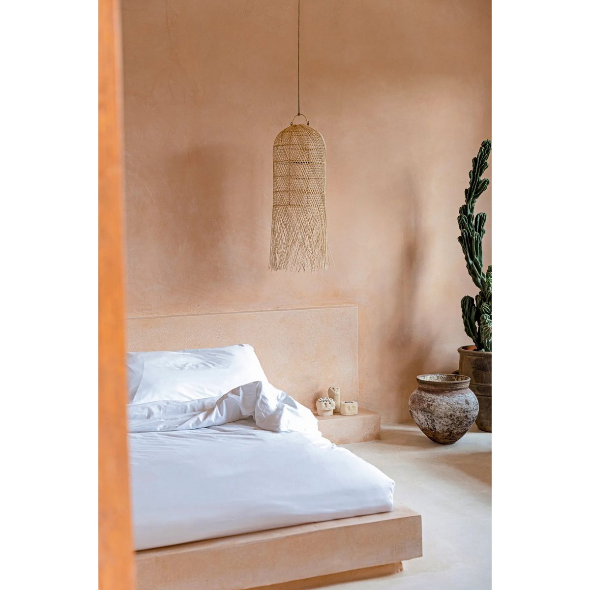 Rattan pendelskærm 30×80 cm – natur beige