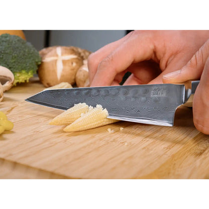 Damascus stainless steel petty knife 135 mm - wood handle