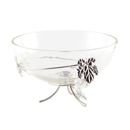 Silver vine leaf bowl, 25cm - decorative storage
