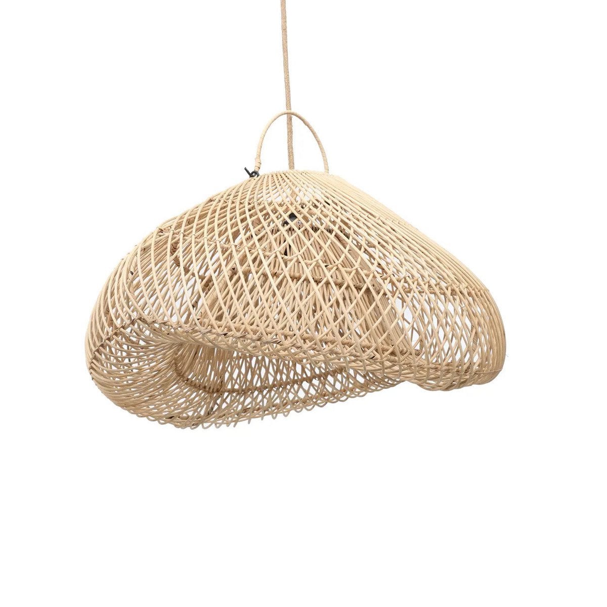 Rattan pendant light, medium – handwoven cloud form