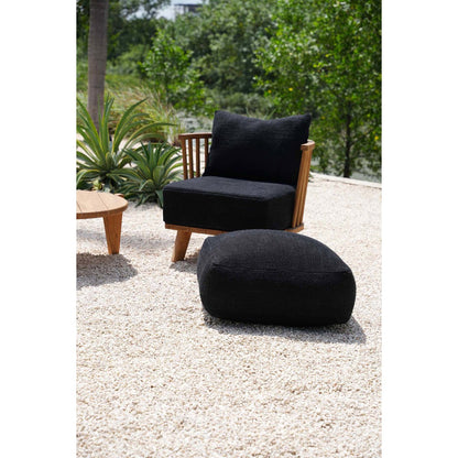 Cotton pouffe, black - 60 × 60 × 25 cm