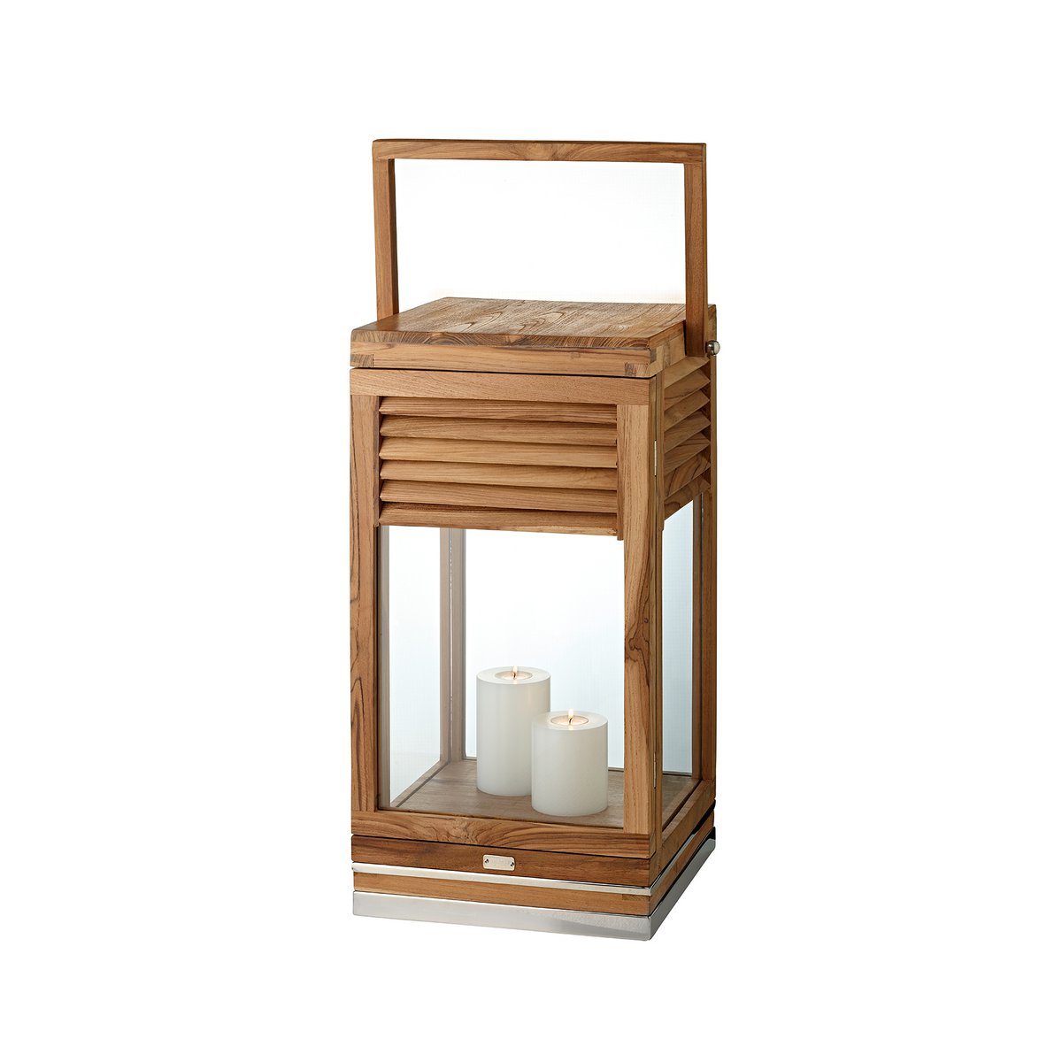 Teak lantern Vegas, nickel-plated steel - 60 cm