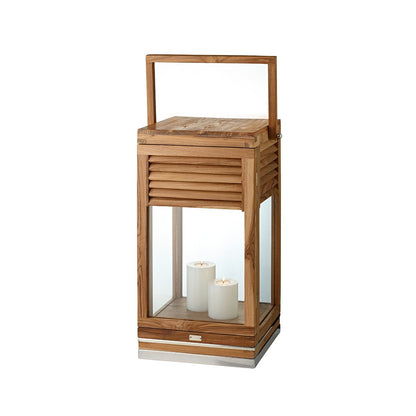 Teak lantern Vegas, nickel-plated steel - 60 cm