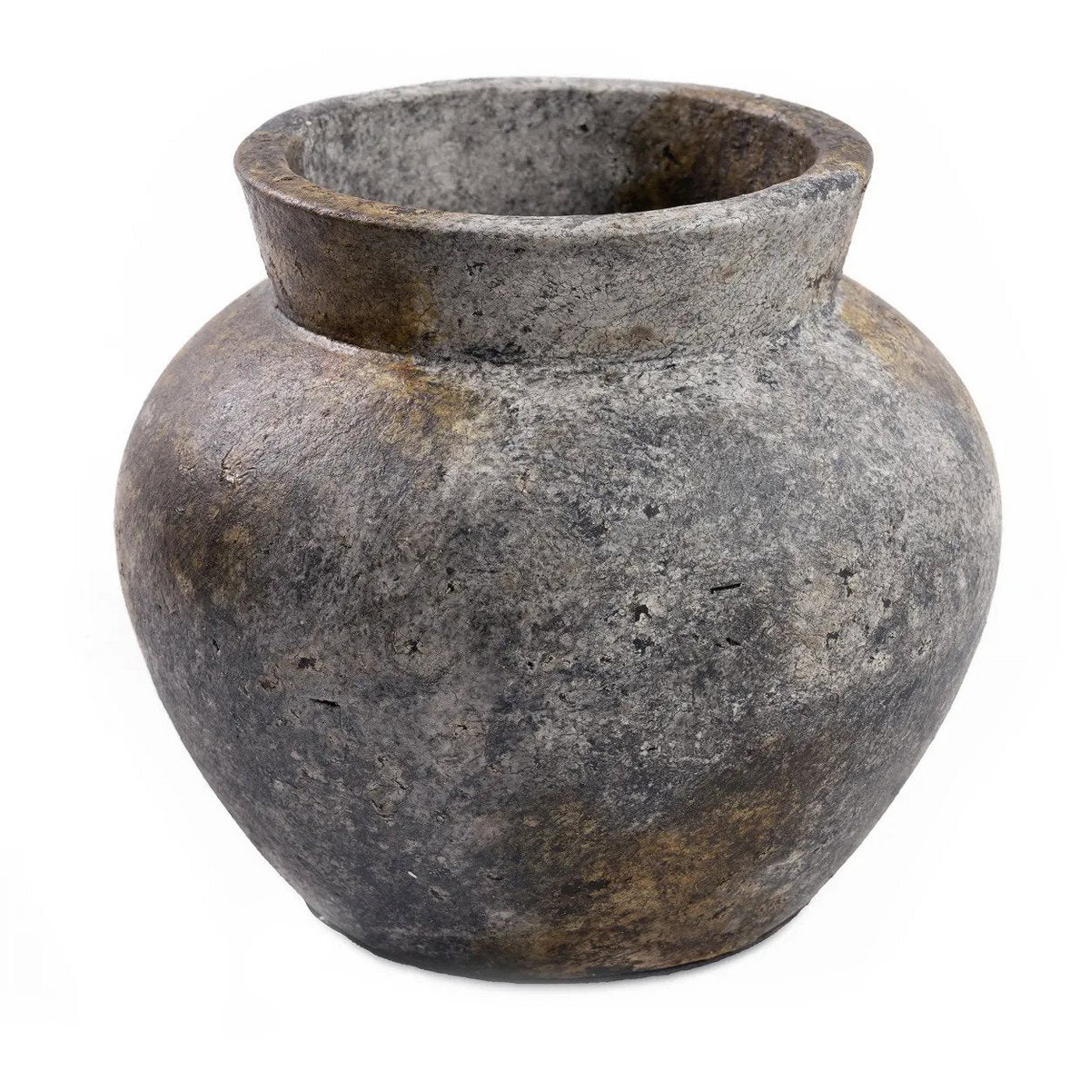 Terracotta round vase, large - antique grey