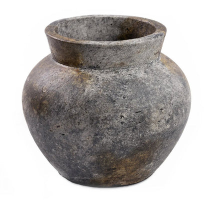 Terracotta round vase, large - antique grey