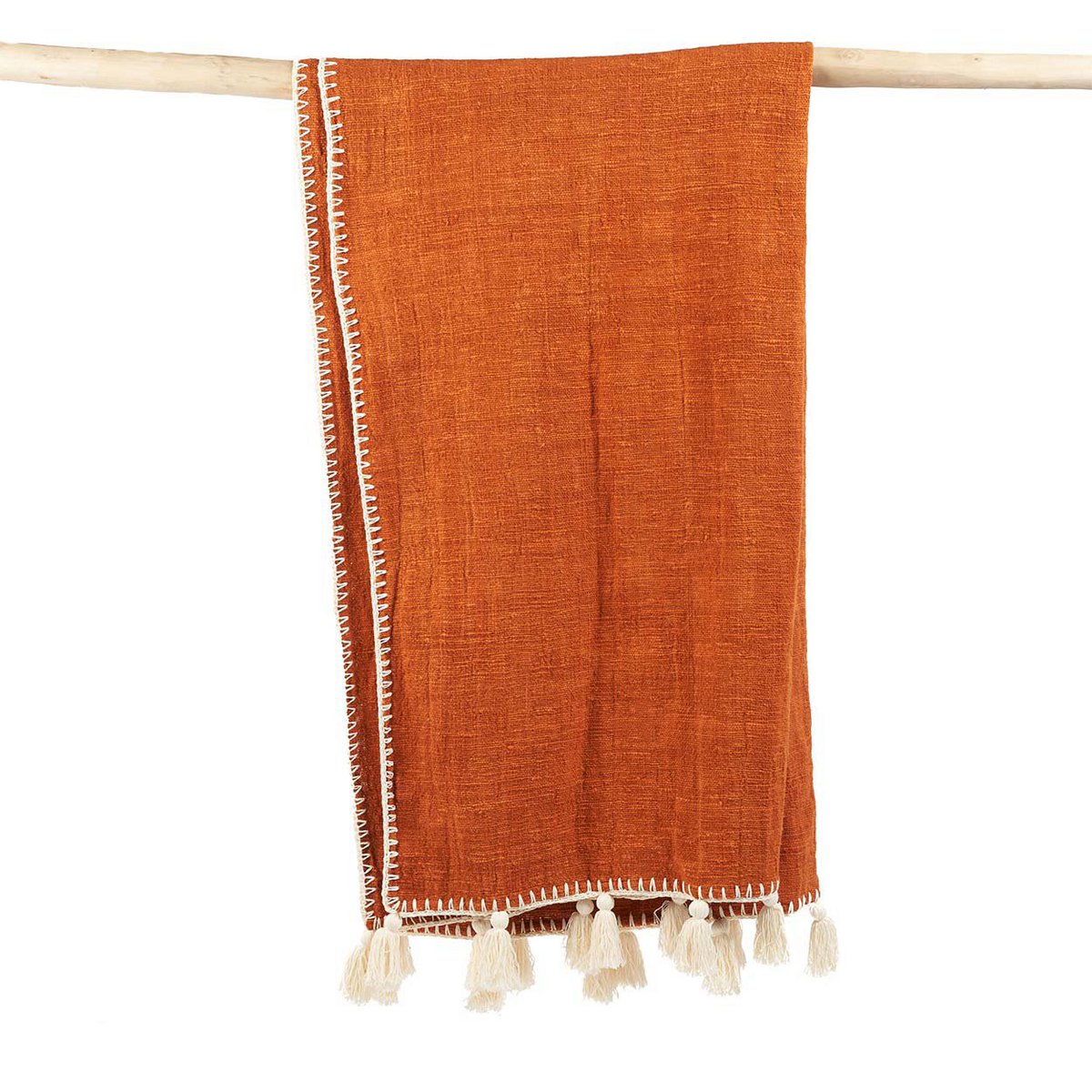 Cotton bed throw, terracotta - 246×126 cm