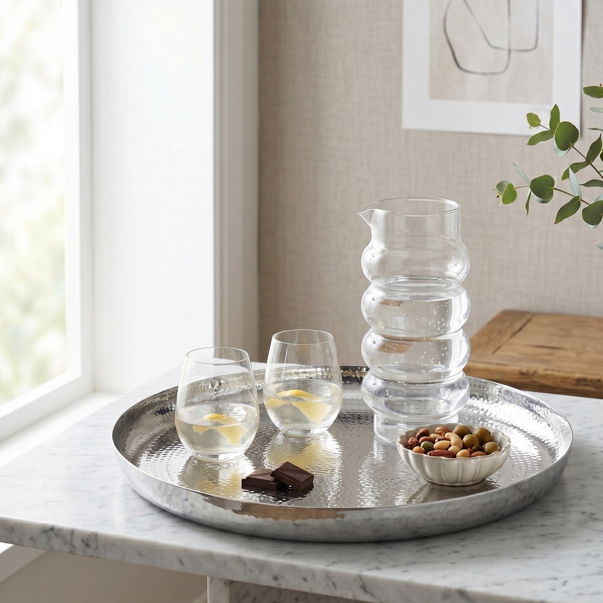 Stainless steel round tray 40 cm - Silver