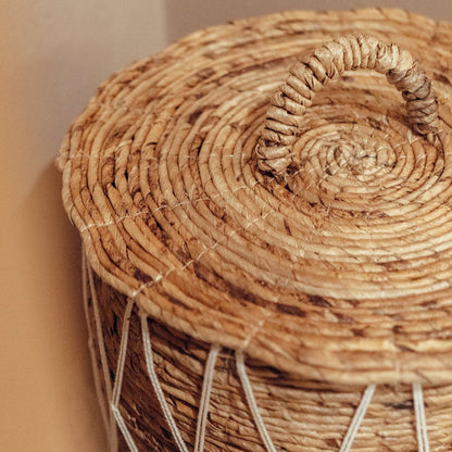 Banana fibre laundry basket KISA with lid - natural
