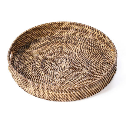 Rattan serving tray, 41 cm - handwoven natural