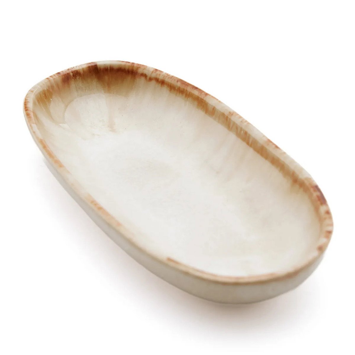 White stoneware oval plate S 16 × 7 cm - made in Portugal