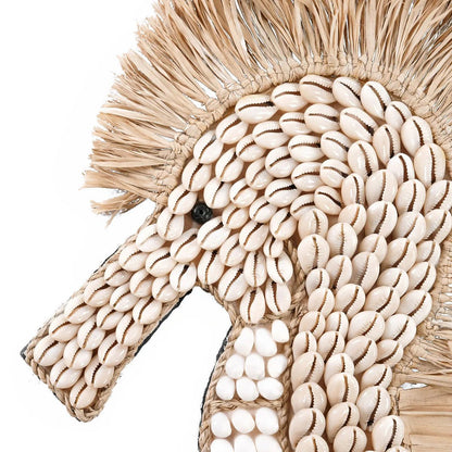 Shell sea horse wall hanging - White