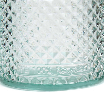Trinkglas aus recyceltem Glas mit Diamantschliff, blau, mittel