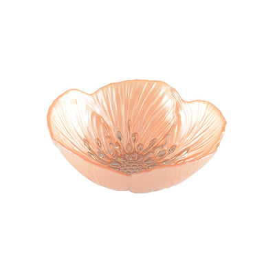 Glass bowl, fluted - salmon, 16 cm
