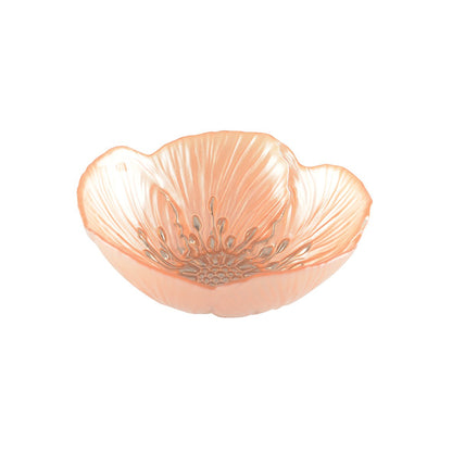 Glasschale, geriffelt – lachsfarben, 16 cm