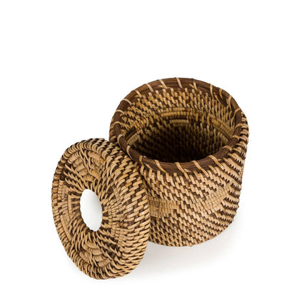 Rattan-Kosmetiktuchbox-Bezug 13 × 13 × 15 cm - natur-braun