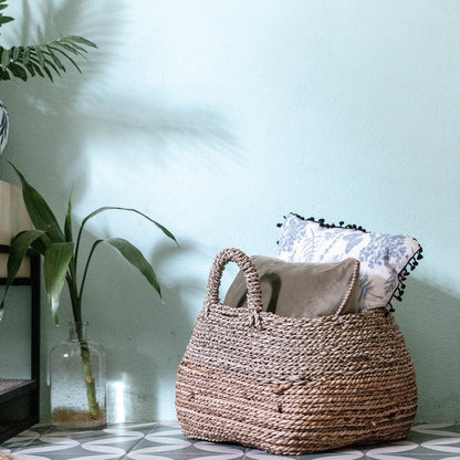 Seagrass & banana fibre basket MAJALENGKA M – brown & beige