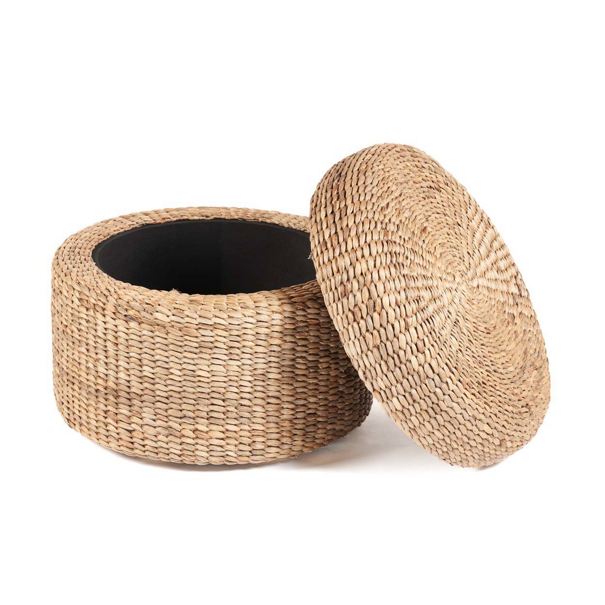 Seagrass storage ottoman, natural - round 60 cm