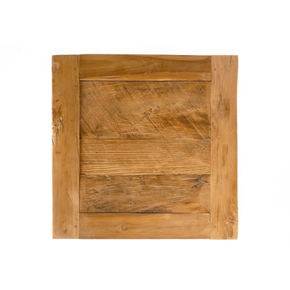 Reclaimed teak side table, block legs - Natural