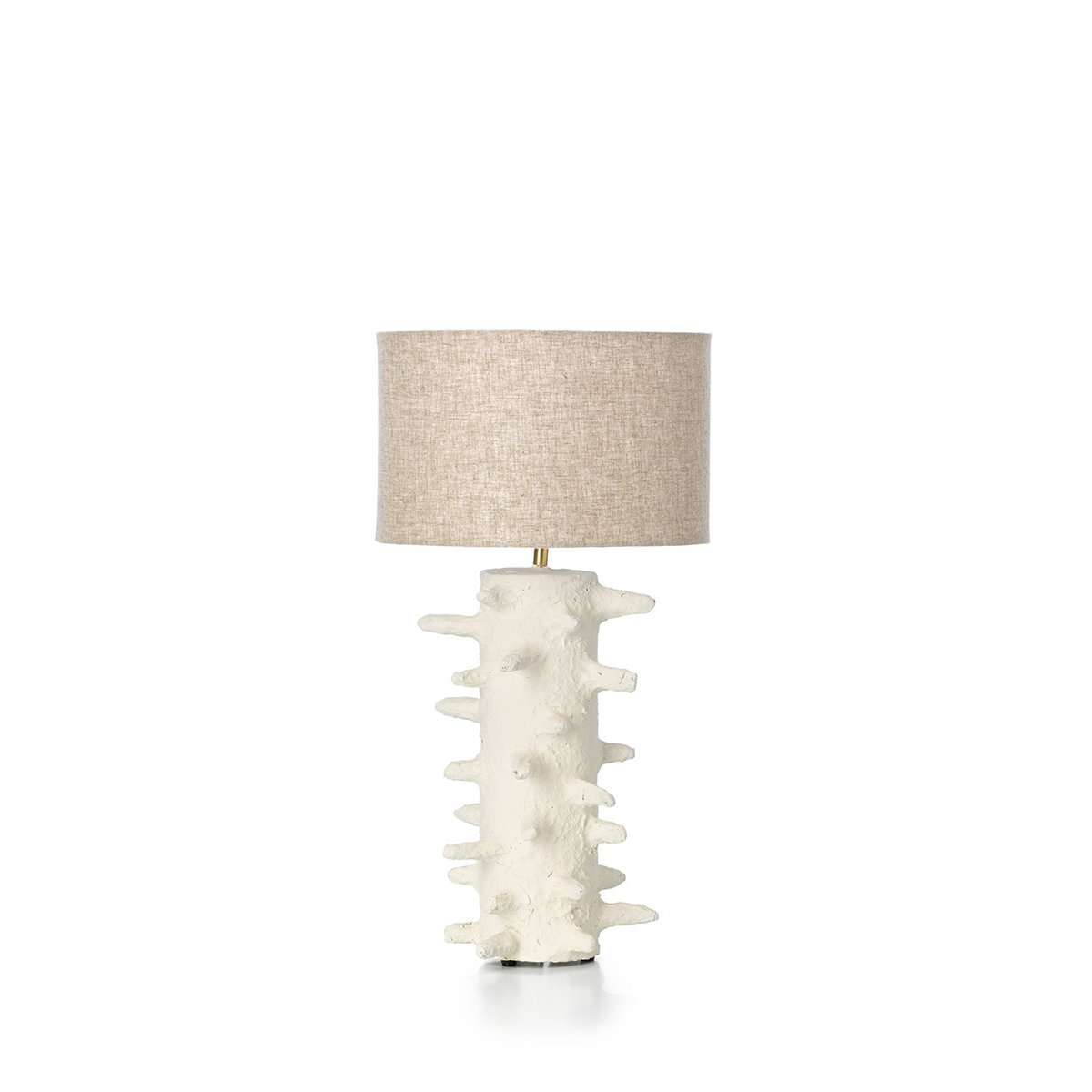Papier-mâché Tischlampe, weiß, mittelgroß – handgefertigt