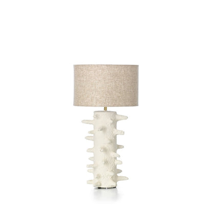 Papier-mâché Tischlampe, weiß, mittelgroß – handgefertigt