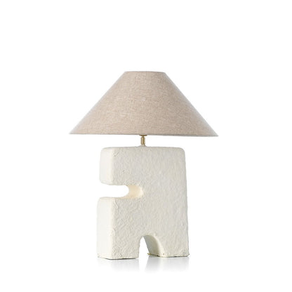 Papier-mâché table lamp, white, large - handmade