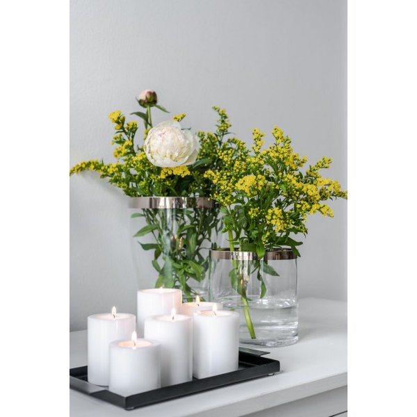 Hand-blown glass vase Charlotte, 24cm - platinum rim