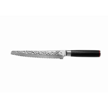 Damascus serrated bread knife 200 mm - wood handle