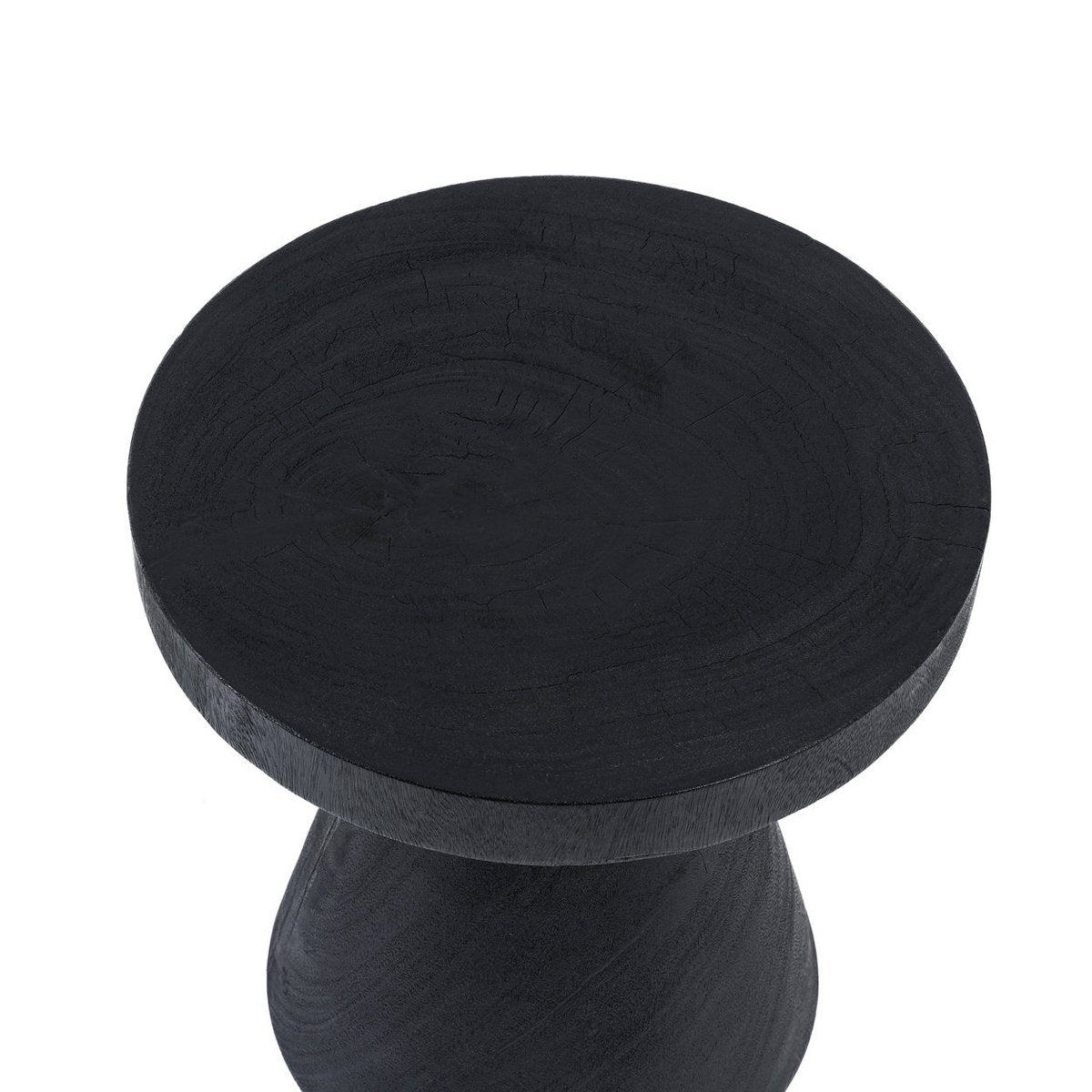 Suar wood side table, black finish - 40×40 cm