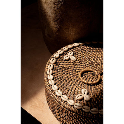 Rattan compartment basket, natural brown